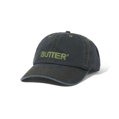 Butter Goods Rounded Logo 6 Panel Cap - Washed Black