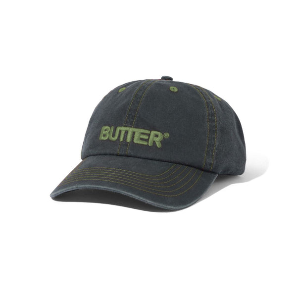 Butter Goods Rounded Logo 6 Panel Cap - Washed Black
