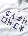 Cash Only Currency Zip-Up Hoodie - Ash