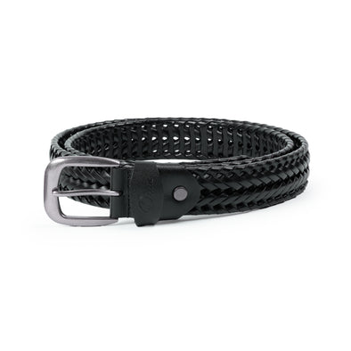 Dime Braided Leather Belt - Black