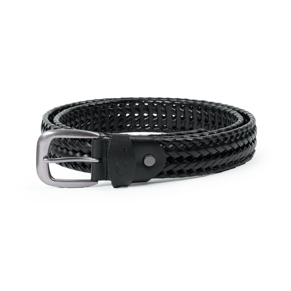 Dime Braided Leather Belt - Black