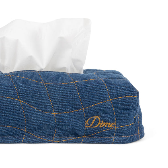 Dime Quilted Tissue Box Cover - Indigo