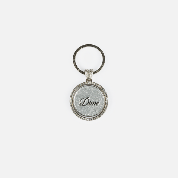 Dime Iced Out Keychain - Silver