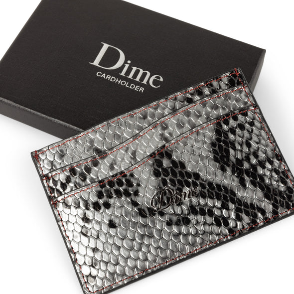 Dime Embossed Leather Cardholder - Silver Snake