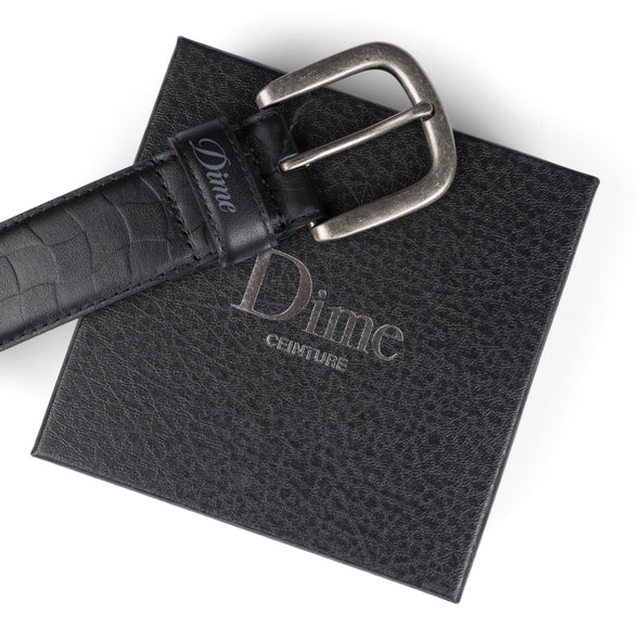 Dime Checkered Leather Belt - Black