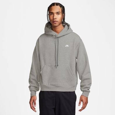 Nike SB Essentials Logo Hoodie - Dk Grey Heather/White