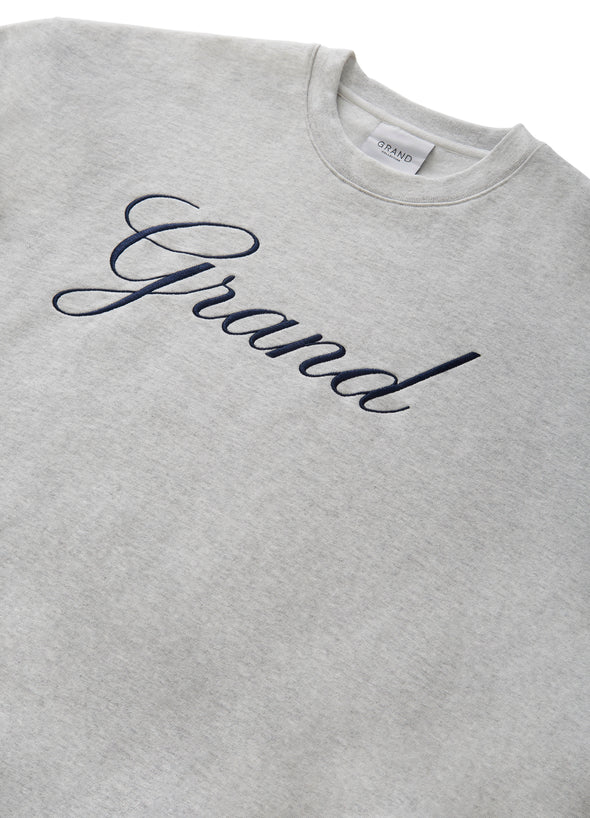 Grand Collection Embroidered Crewneck - Ash