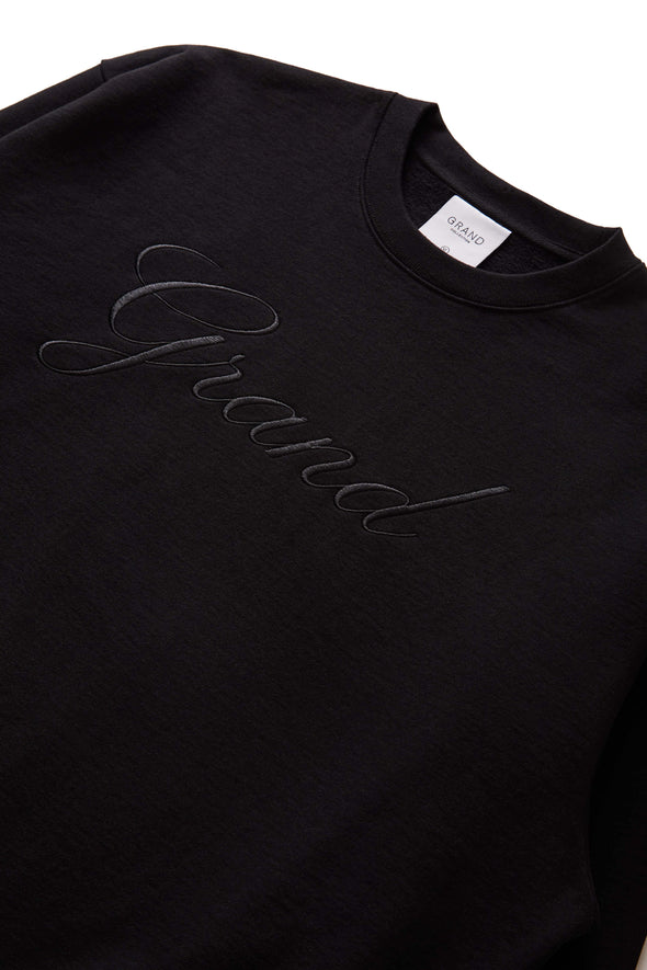 Grand Collection Big Script Crewneck - Black