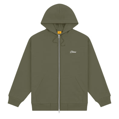 Dime Cursive Zip Hoodie - Army Green