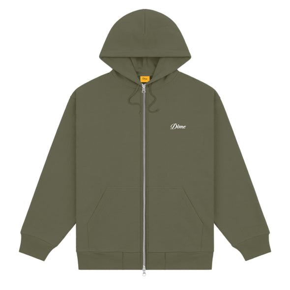 Dime Cursive Zip Hoodie - Army Green