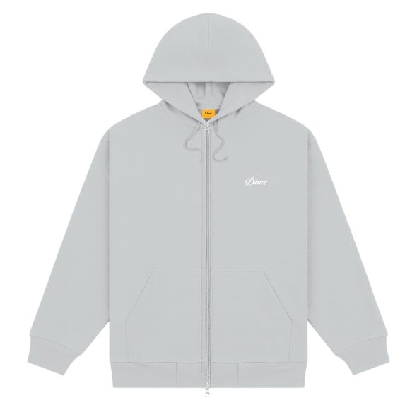 Dime Cursive Zip Hoodie - Stone Silver