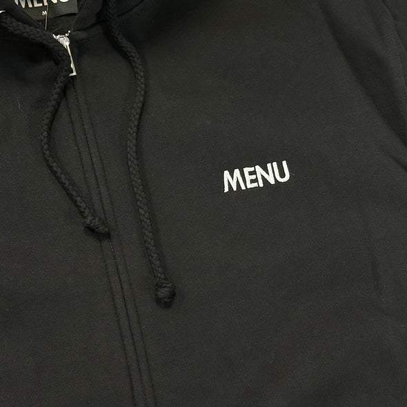 Menu Army Embroidered Zip Hoodie - Black