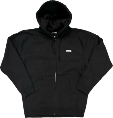 Menu Army Embroidered Zip Hoodie - Black