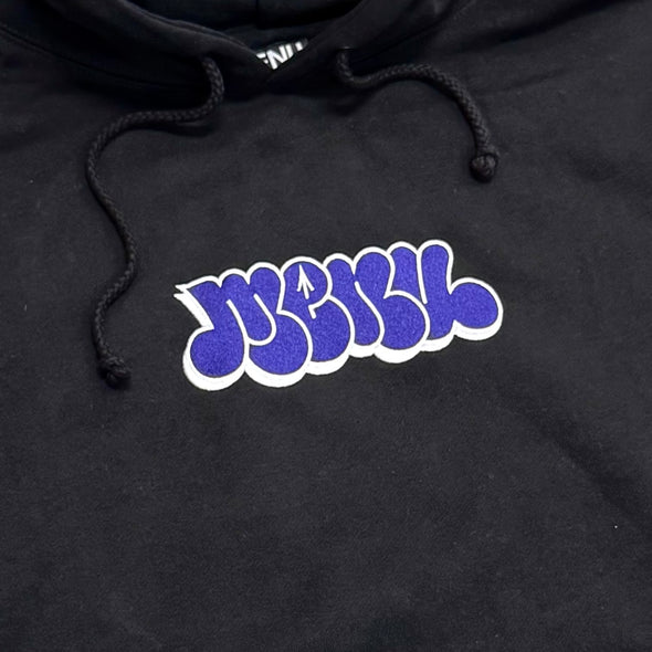 Menu Noah Embroidered Hoody - Black/Purple