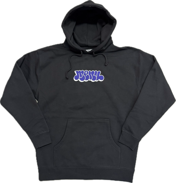 Menu Noah Embroidered Hoody - Black/Purple