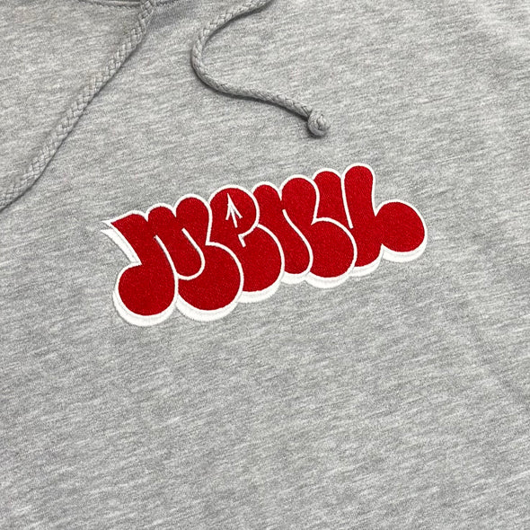 Menu Noah Embroidered Hoody - Heather Grey/Red