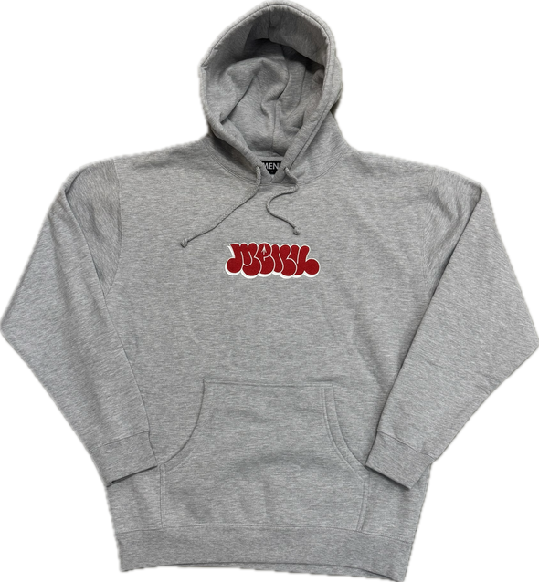 Menu Noah Embroidered Hoody - Heather Grey/Red