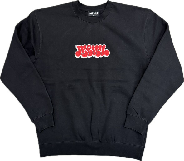 Menu Noah Embroidered Crewneck - Black/Red