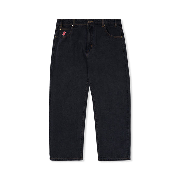 Cash Only Logo Baggy Jeans - Washed Black