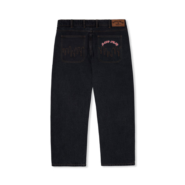 Cash Only Logo Baggy Jeans - Washed Black