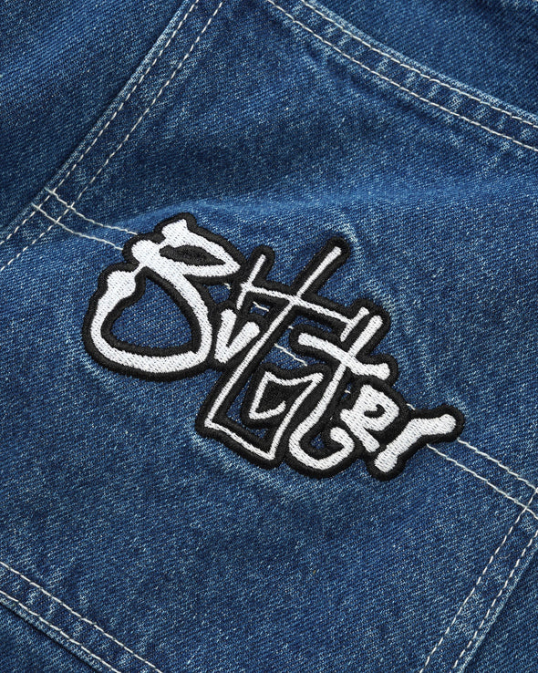 Butter Goods Scribble Denim Shorts - Mid Blue