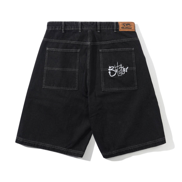 Butter Goods Scribble Denim Shorts - Washed Black