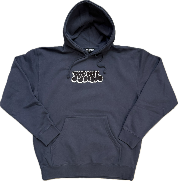Menu Noah Embroidered Hoody - Slate Blue
