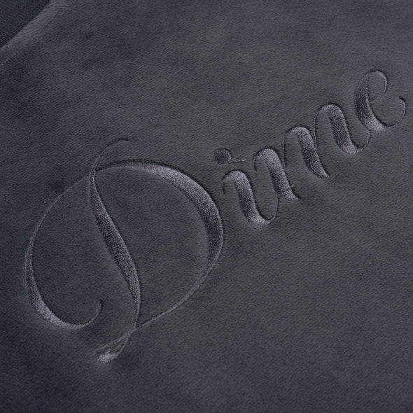 Dime Cursive Velvet Crewneck - Smoke