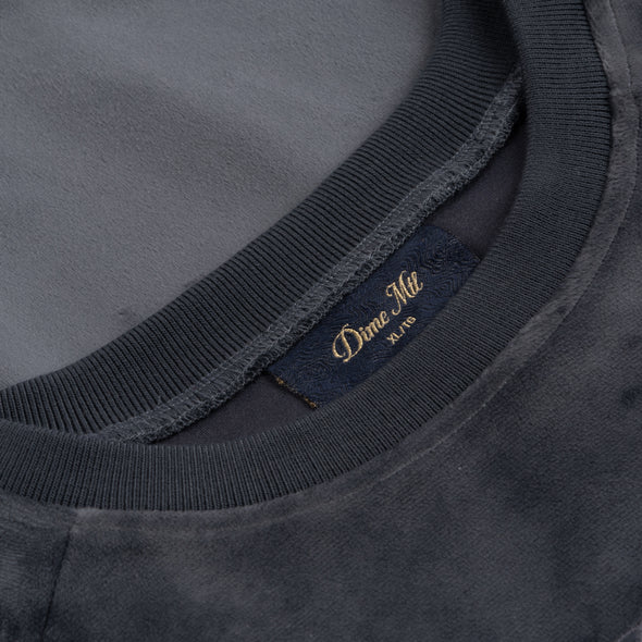 Dime Cursive Velvet Crewneck - Smoke