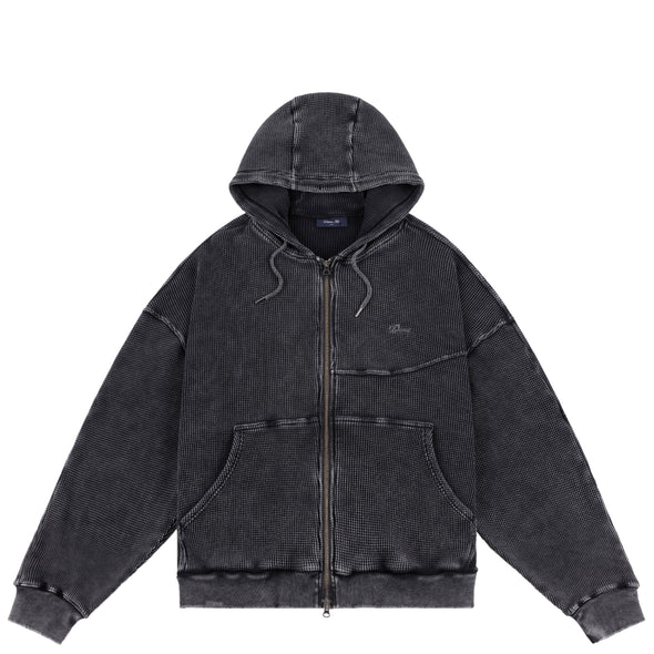 Dime Premium Waffle Zip Hoodie - Faded Black