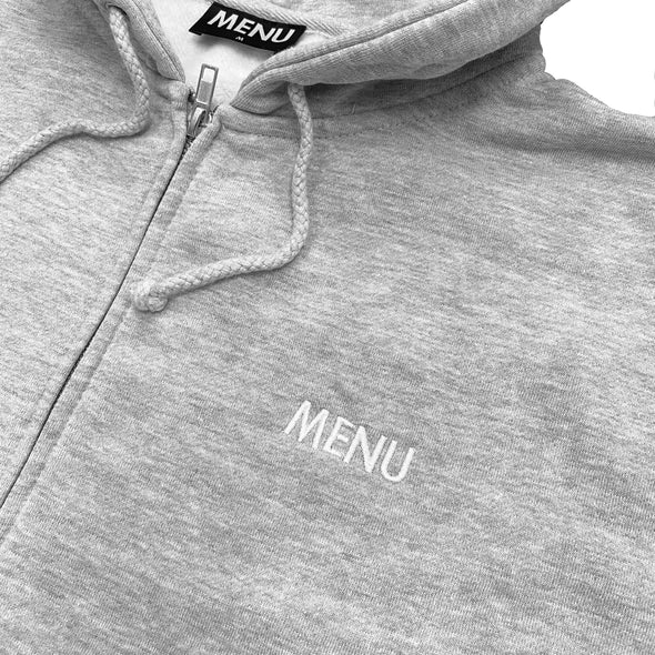 Menu Army Embroidered Zip Hoodie - Heather Grey