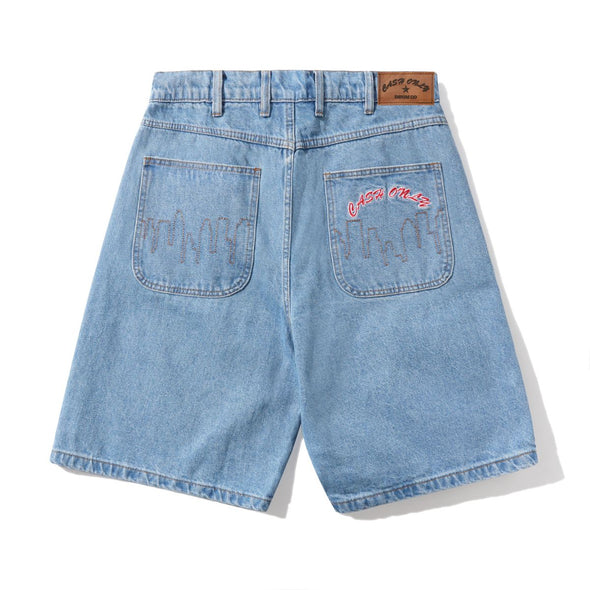Cash Only Logo Denim Shorts - Washed Indigo