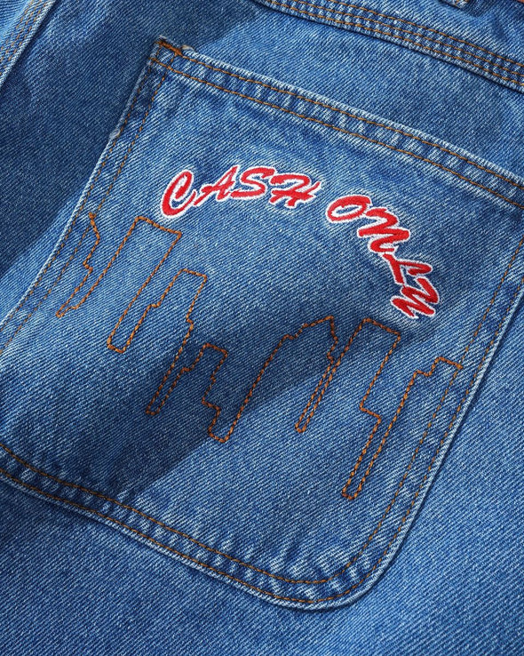 Cash Only Logo Denim Shorts - Washed Indigo