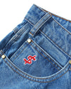 Cash Only Logo Denim Shorts - Washed Indigo