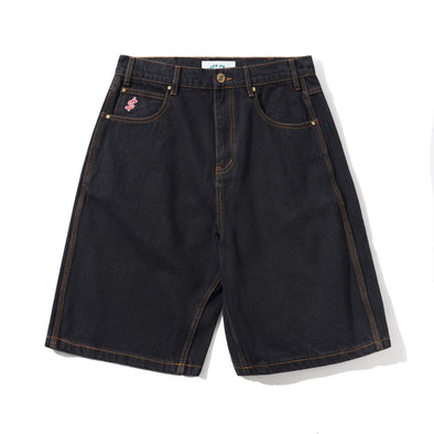 Cash Only Logo Denim Shorts - Washed Black