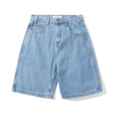 Cash Only Logo Denim Shorts - Washed Indigo